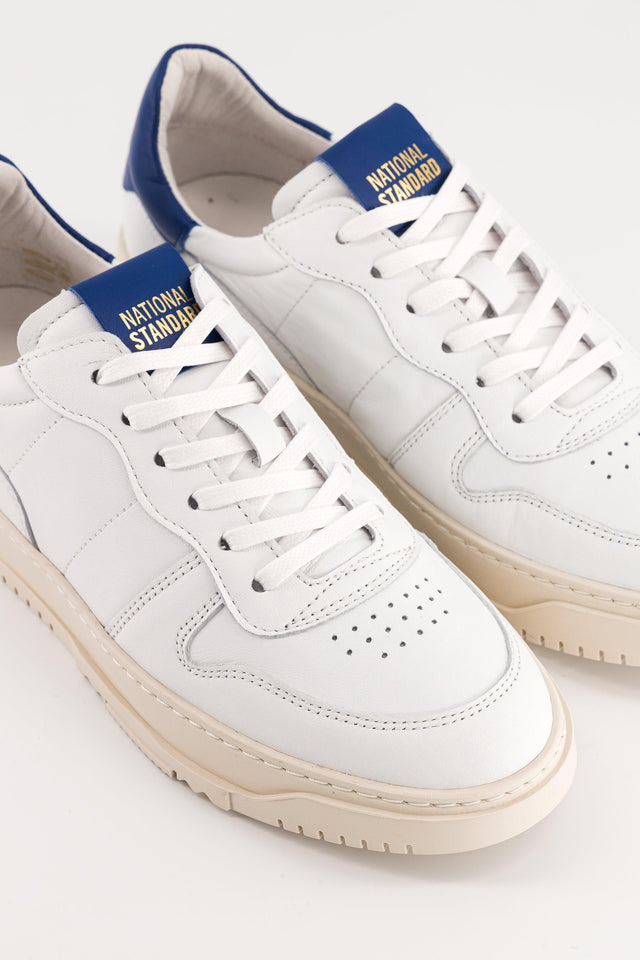 National Standard Sneakers Basket En Cuir Nappa Blanc Et Bleu