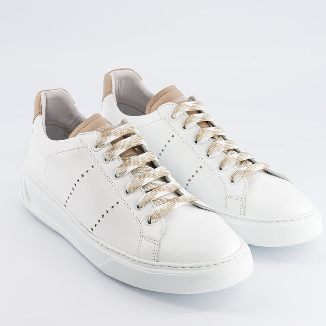 National Standard Sneakers Basses Cuir Nappa Blanc Et Beige