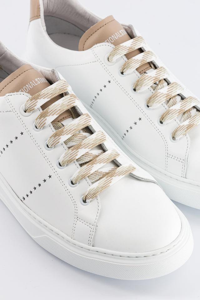 National Standard Sneakers Basses Cuir Nappa Blanc Et Beige