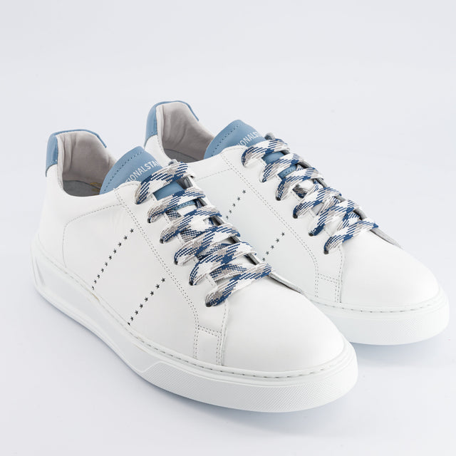 National Standard Sneakers Basses Cuir Nappa Blanc Et Bleu Ciel