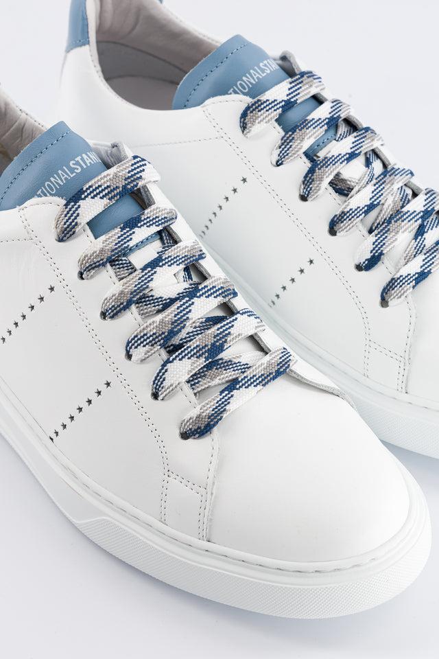 National Standard Sneakers Basses Cuir Nappa Blanc Et Bleu Ciel