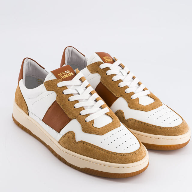 National Standard Sneakers Basses Cuir Nappa Blanc Et Suède Marron