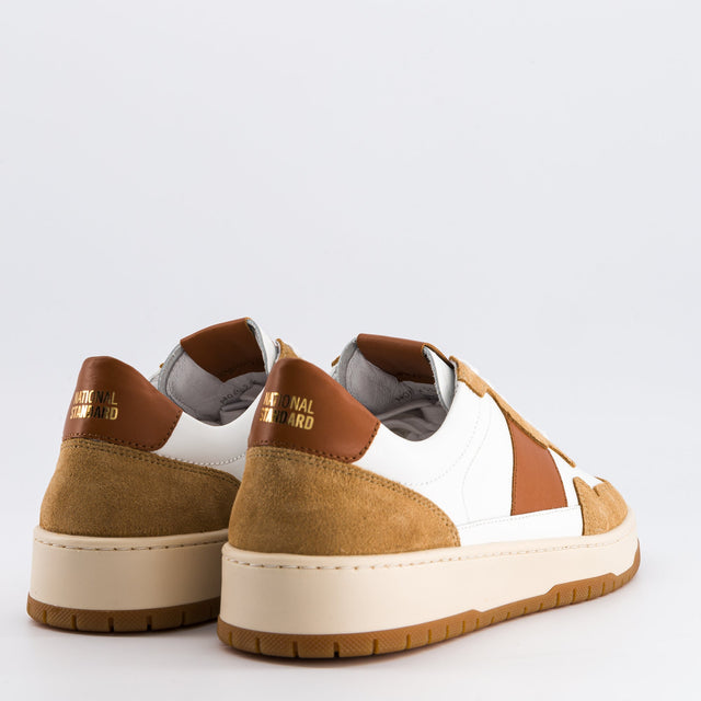 National Standard Sneakers Basses Cuir Nappa Blanc Et Suède Marron