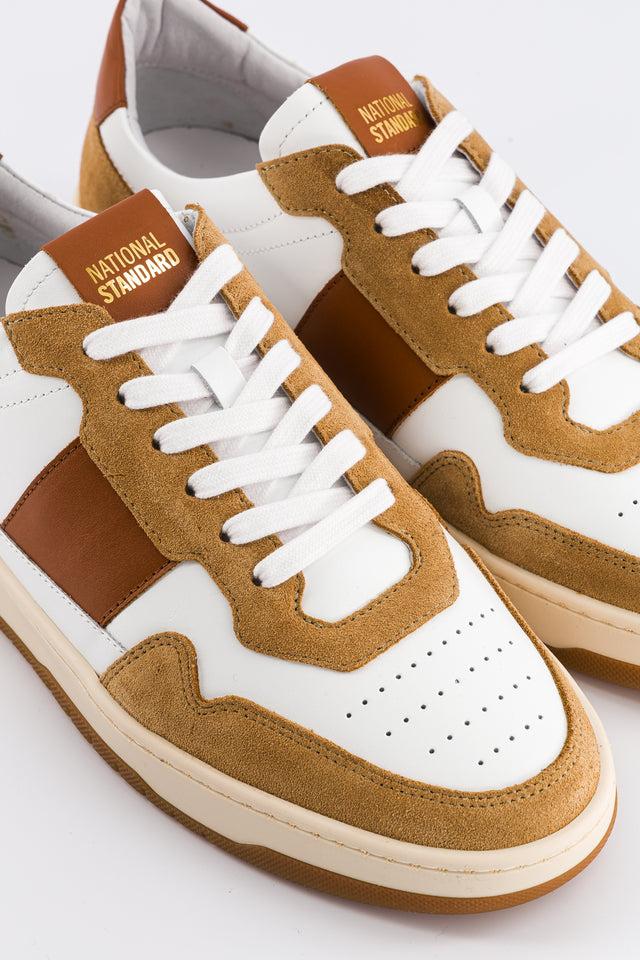 National Standard Sneakers Basses Cuir Nappa Blanc Et Suède Marron