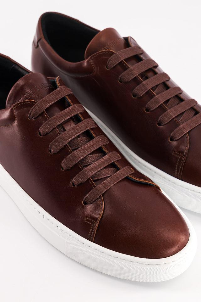 National Standard Sneakers Basses Cuir Nappa Patiné Cognac