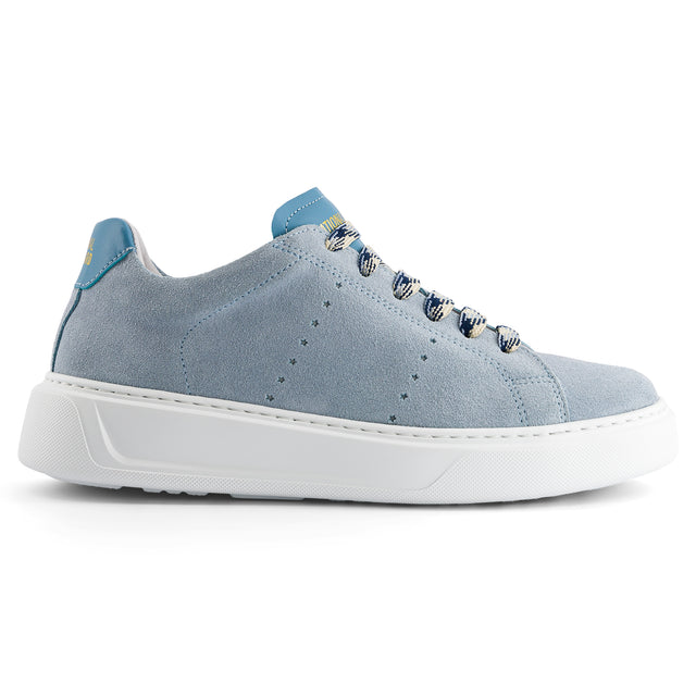 national standard Sneakers basses cuir veau velours et cuir nappa bleu
