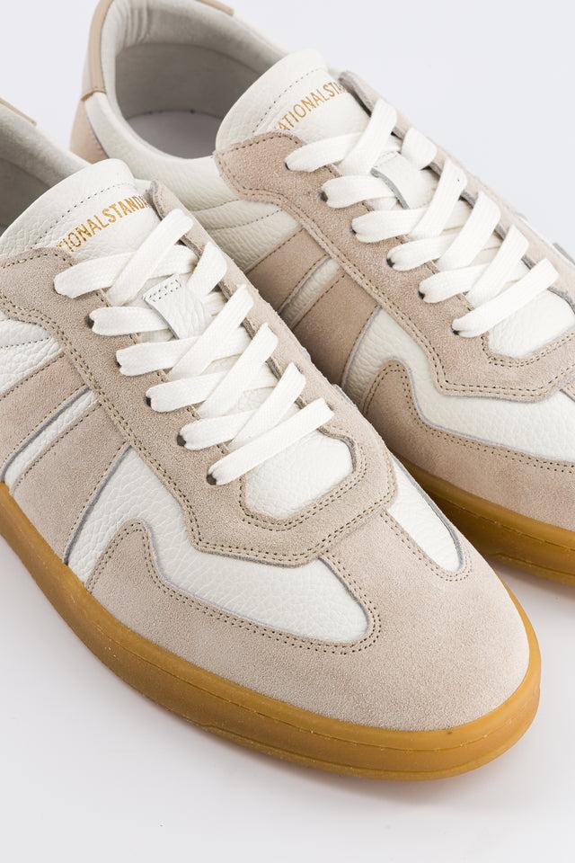 national Standard Sneakers Basses En Cuir Nappa Blanc Empiétement En Cuir Veau Velours