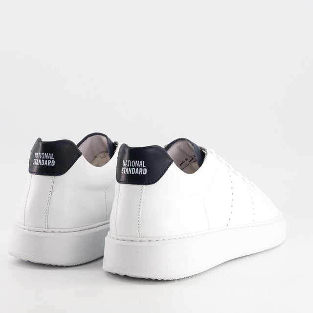 National Standard Sneakers Basses En Cuir Nappa Blanc Et Bleu Marine