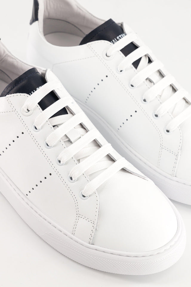 National Standard Sneakers Basses En Cuir Nappa Blanc Et Bleu Marine