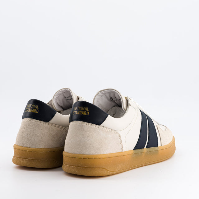 National Standard Sneakers Basses En Cuir Nappa Blanc Et Cuir Veau Velours Beige