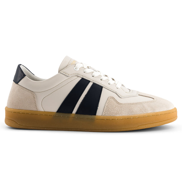 national standard Sneakers basses en cuir nappa blanc et cuir veau velours beige