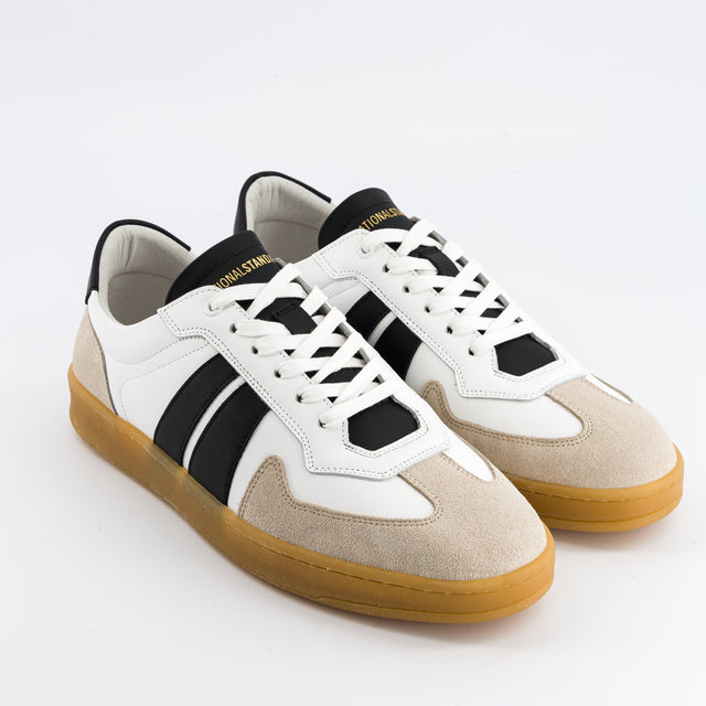 National Standard Sneakers Basses En Cuir Nappa Blanc Et Noir Pour Homme