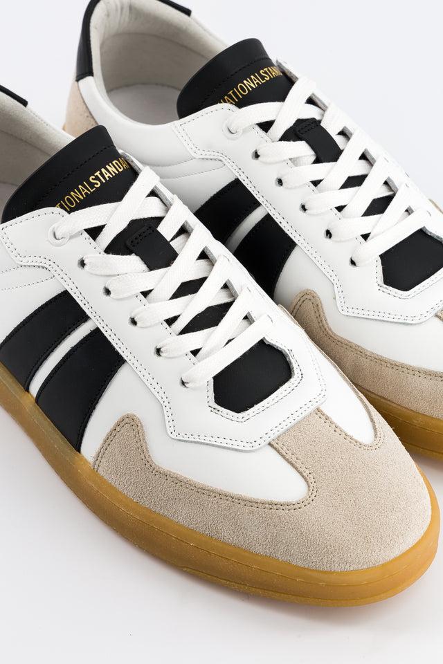 National Standard Sneakers Basses En Cuir Nappa Blanc Et Noir Pour Homme