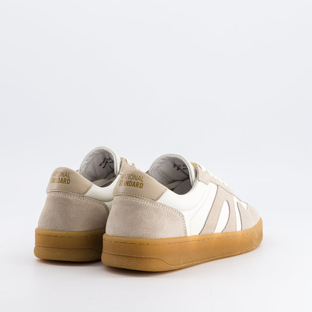 National Standard Sneakers Basses En Cuir Nappa Blanc Et Suède Beige