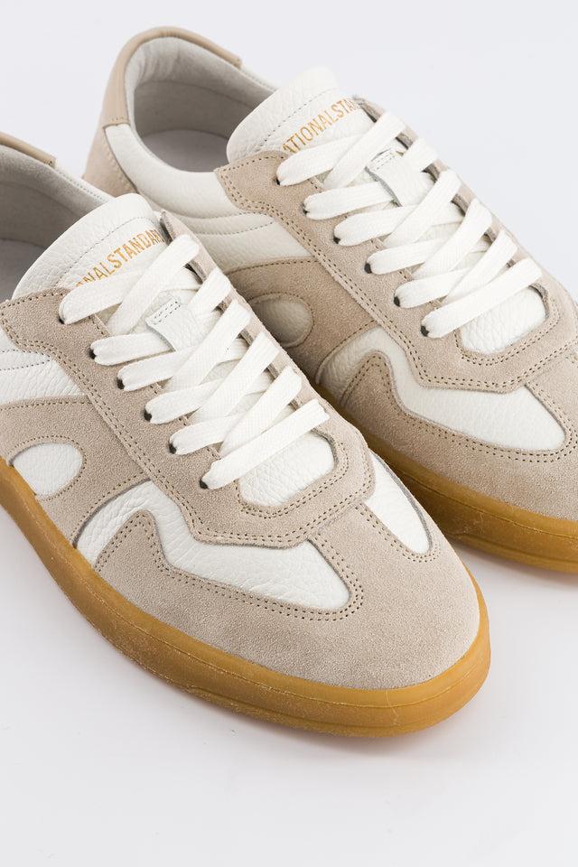 National Standard Sneakers Basses En Cuir Nappa Blanc Et Suède Beige