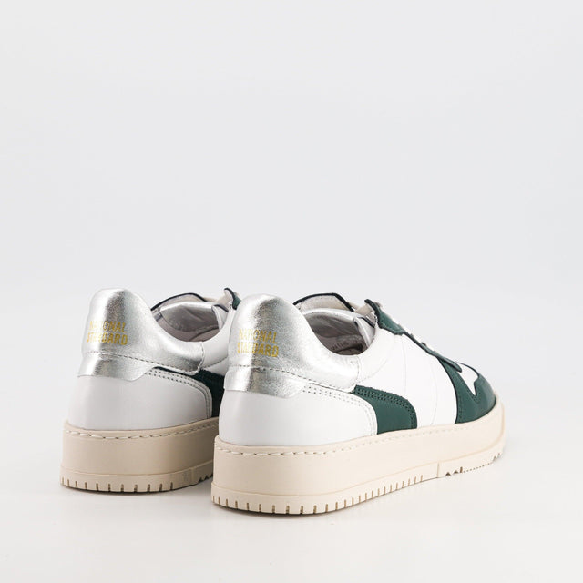 National Standard Sneakers Basses En Cuir Nappa Blanc Vert Et Argenté