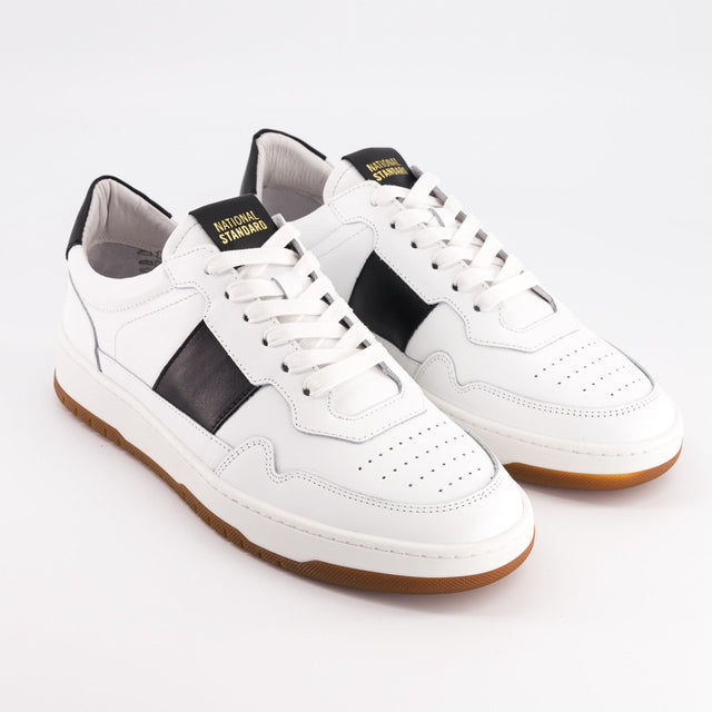 National Standard Sneakers Basses En Cuir Nappa Noir Et Blanc