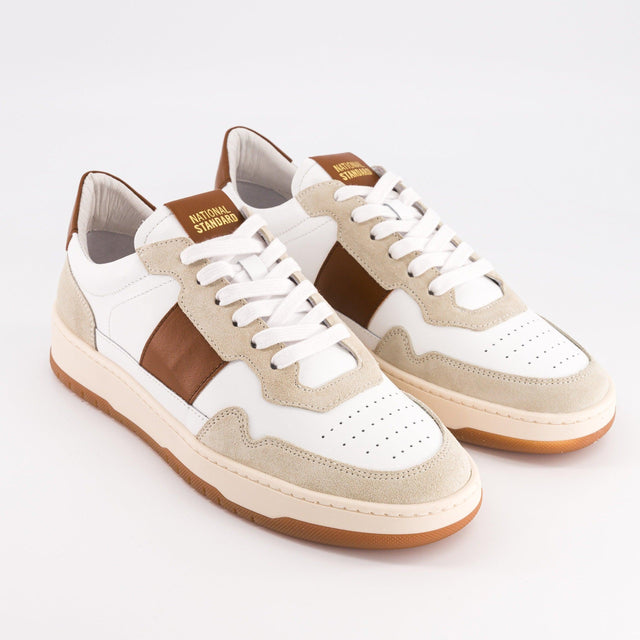 National Standard Sneakers Basses En Cuir Nappa Suède Beige Et Marron