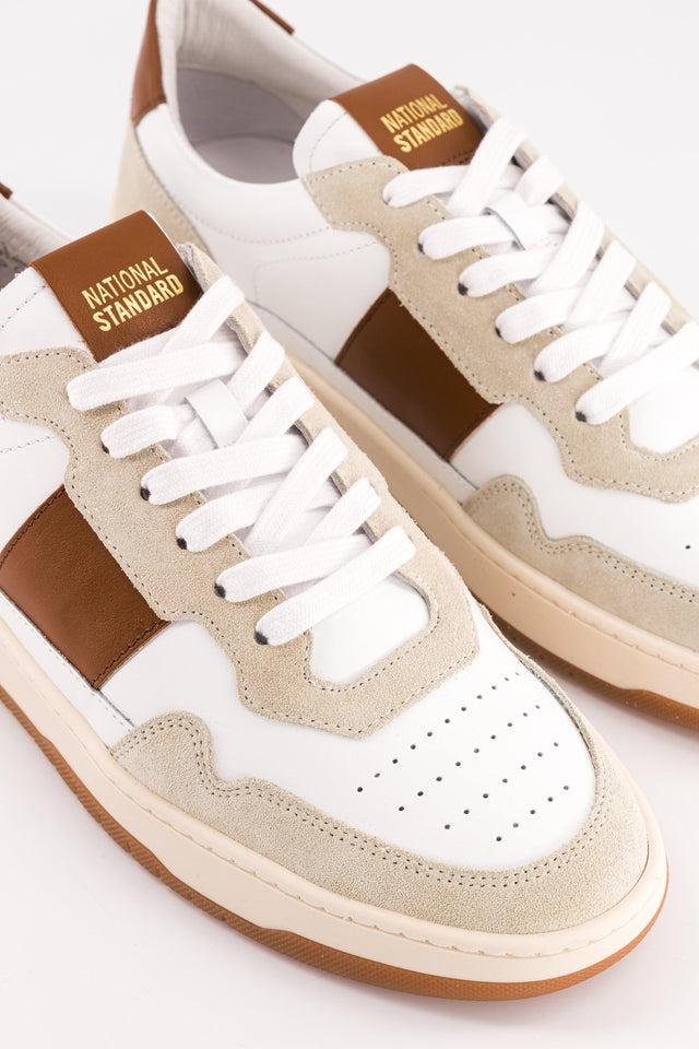 National Standard Sneakers Basses En Cuir Nappa Suède Beige Et Marron