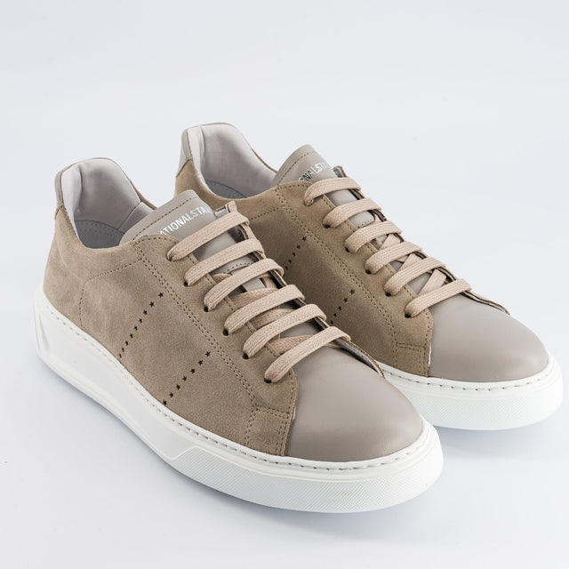 National Standard Sneakers Basses En Cuir Veau Velours Et Cuir Nappa Beige