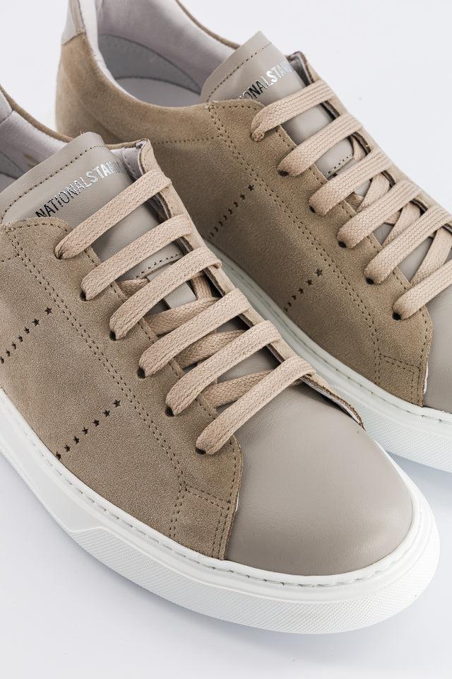 National Standard Sneakers Basses En Cuir Veau Velours Et Cuir Nappa Beige