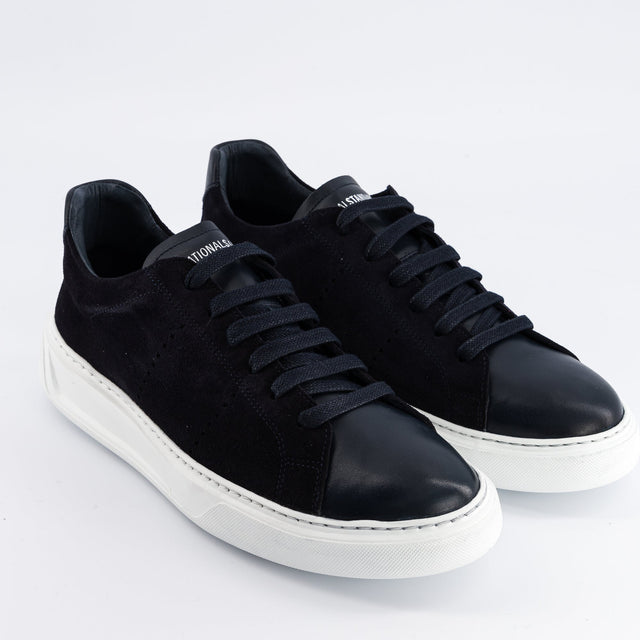 National Standard Sneakers Basses En Cuir Veau Velours Et Cuir Nappa Bleu Marine