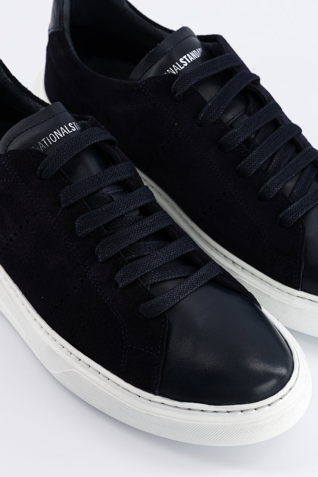 National Standard Sneakers Basses En Cuir Veau Velours Et Cuir Nappa Bleu Marine