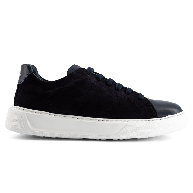 national standard Sneakers basses en cuir veau velours et cuir nappa bleu marine