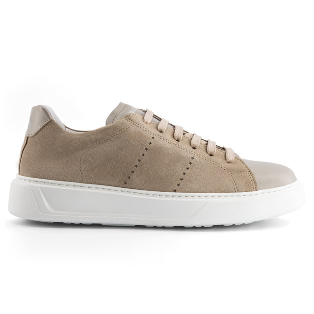national standard Sneakers basses en cuir veau velours et cuir nappa beige