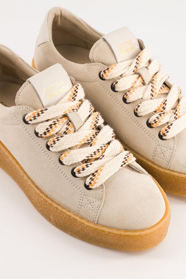 National Standard Sneakers Basses En Cuir Veau Velours Et Nappa Beige