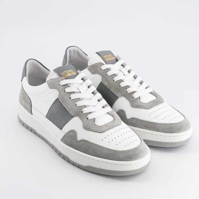 National Standard Sneakers Cuir Blanc Et Suède Gris Pour Homme