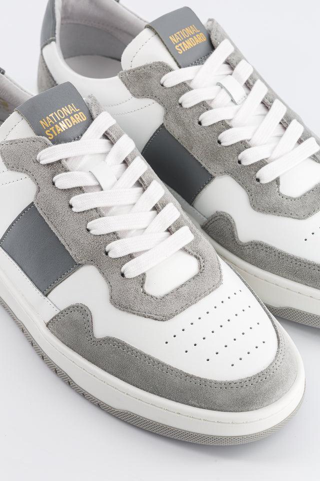 National Standard Sneakers Cuir Blanc Et Suède Gris Pour Homme