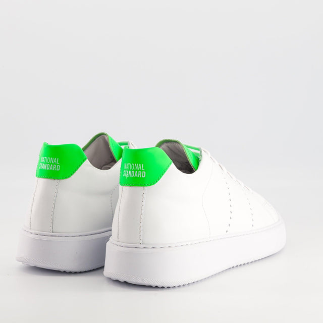 National Standard Sneakers Cuir Nappa Blanc Et Vert Fluo