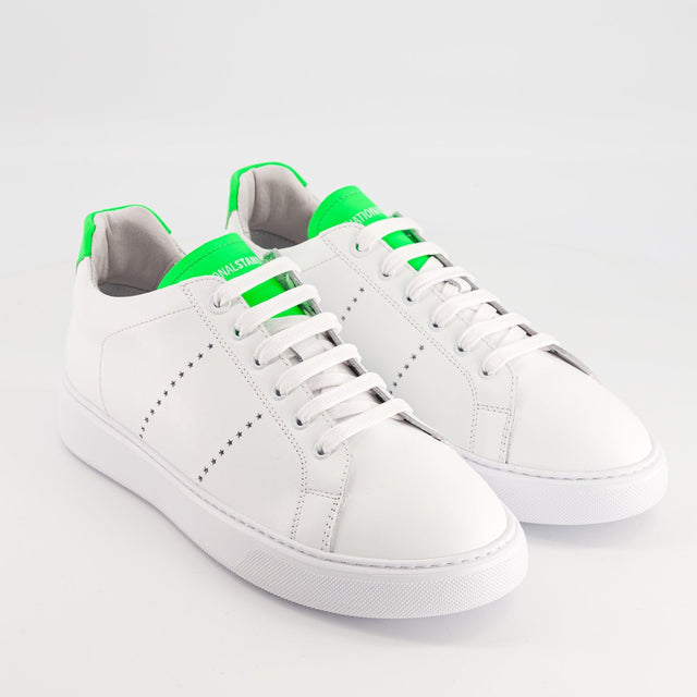 National Standard Sneakers Cuir Nappa Blanc Et Vert Fluo
