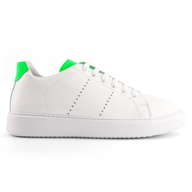national standard Sneakers cuir nappa blanc et vert fluo