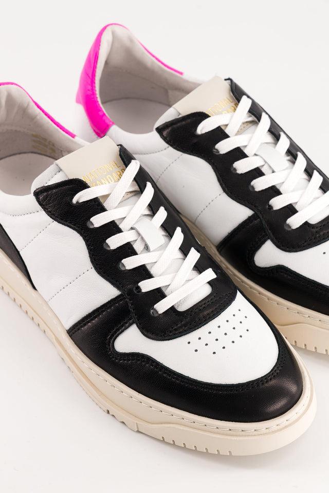 National Standard Sneakers En Cuir Blanc Noir Et Rose Pour Femme