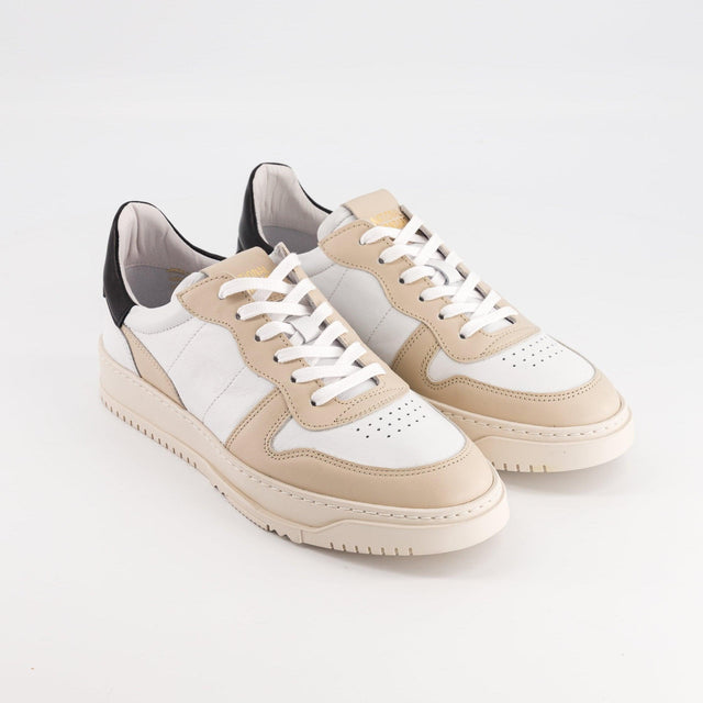 National Standard Sneakers En Cuir Nappa Blanc Beige Et Noir