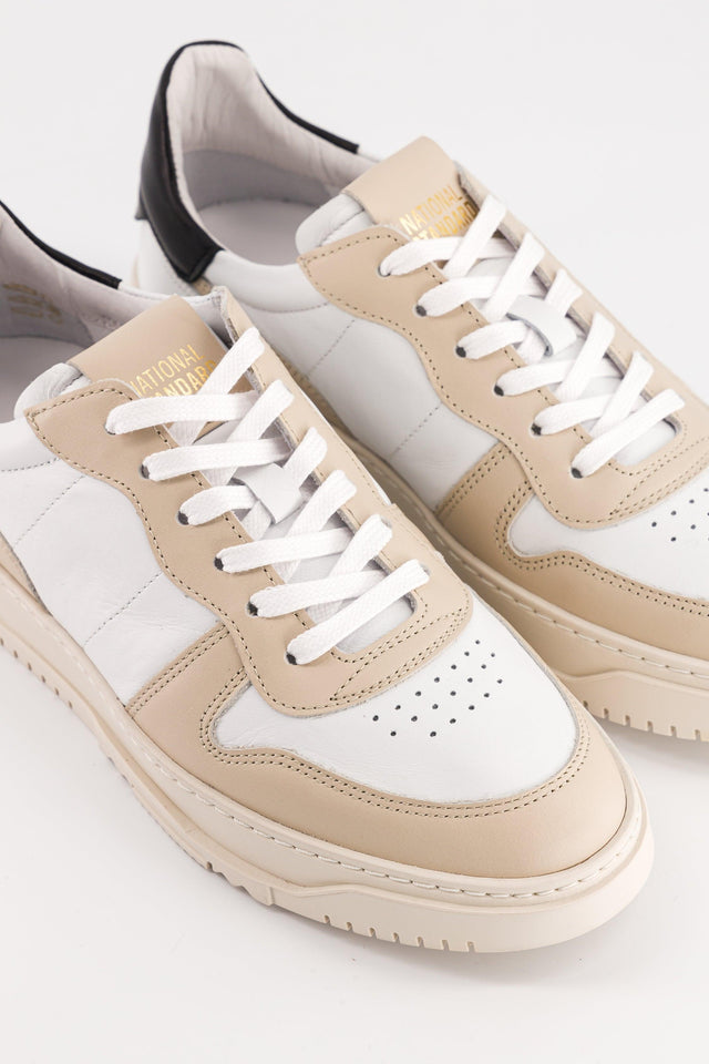 National Standard Sneakers En Cuir Nappa Blanc Beige Et Noir
