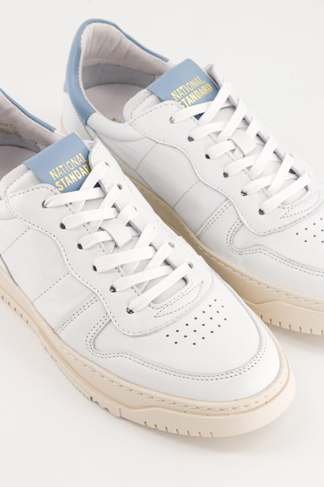 National Standard Sneakers En Cuir Nappa Blanc Et Bleu Ciel
