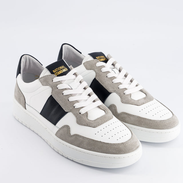 National Standard Sneakers En Cuir Nappa Blanc Et Cuir Veau Velours Gris
