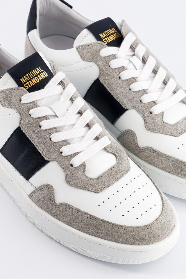 National Standard Sneakers En Cuir Nappa Blanc Et Cuir Veau Velours Gris