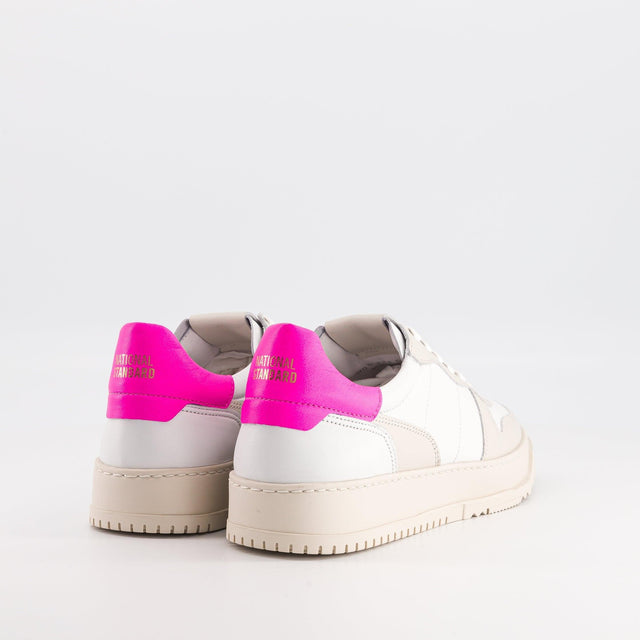 National Standard Sneakers En Cuir Nappa Blanc Et Rose
