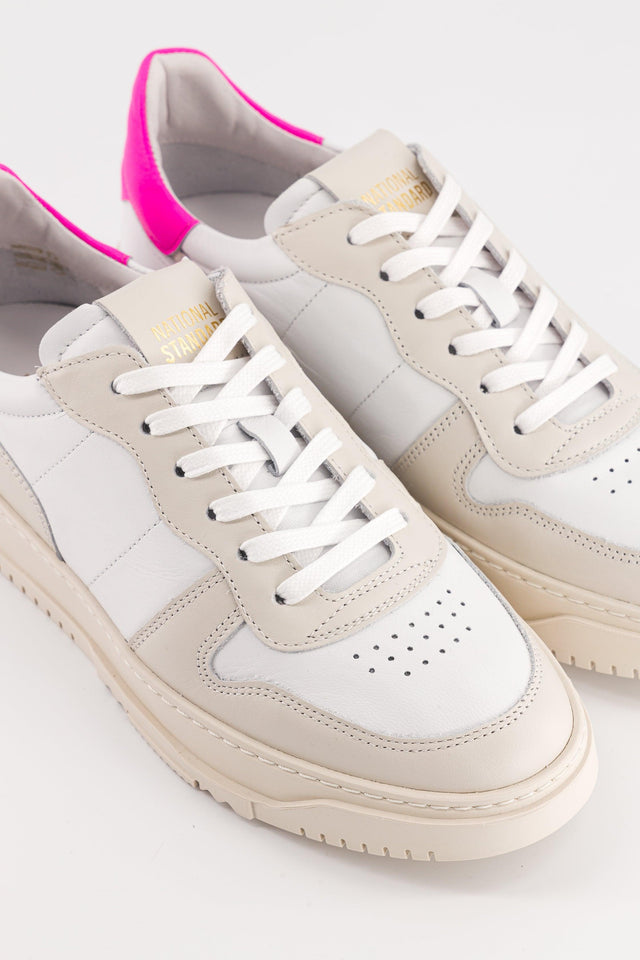 National Standard Sneakers En Cuir Nappa Blanc Et Rose