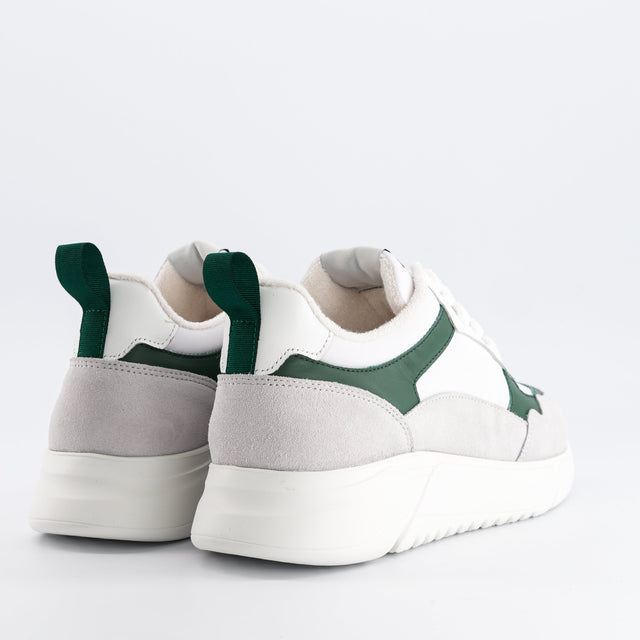 National Standard Sneakers Running Cuir Nappa Blanc Et Vert Suède Grise