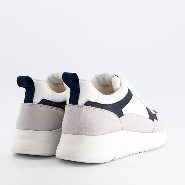 National Standard Sneakers Running Cuir Nappa Noir Et Suède Grise
