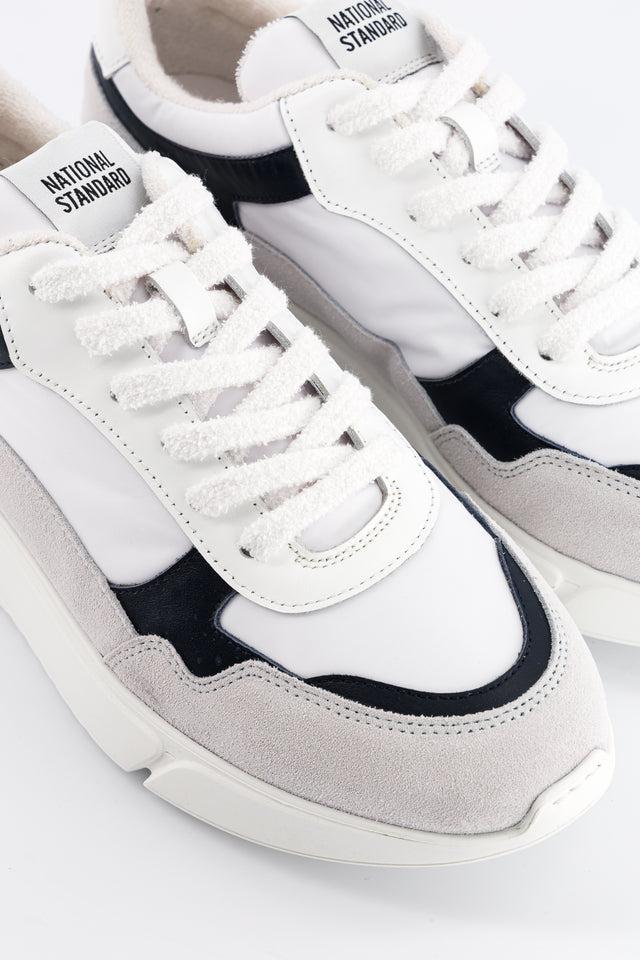 National Standard Sneakers Running Cuir Nappa Noir Et Suède Grise
