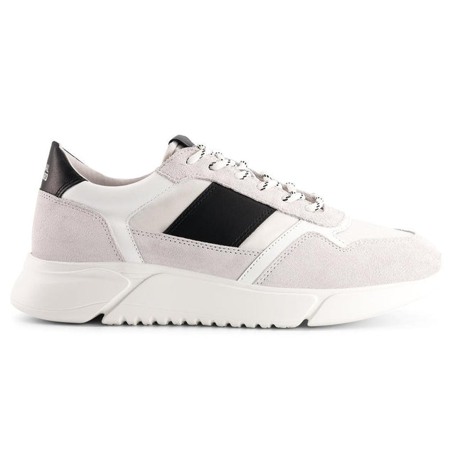 national standard Sneakers running en cuir nappa noir et mesh blanc suède grise