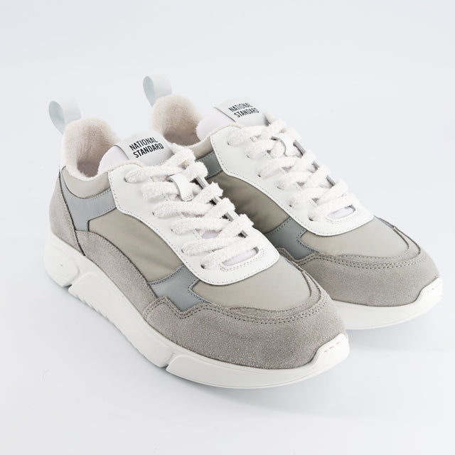 National Standard Sneakers Running Mesh Gris / Bleu Et Suède Grise