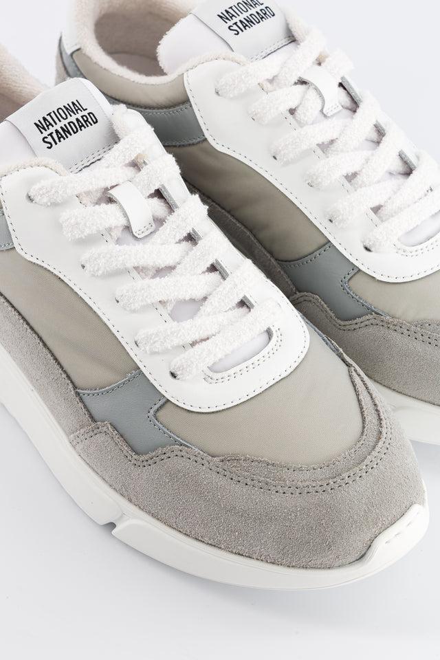 National Standard Sneakers Running Mesh Gris / Bleu Et Suède Grise