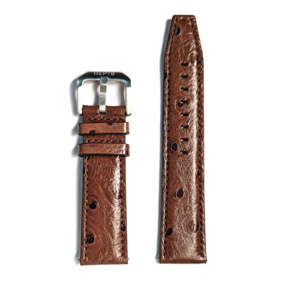Nepto Bracelet Cuir D’autruche Brun 22mm – Démontage Rapide
